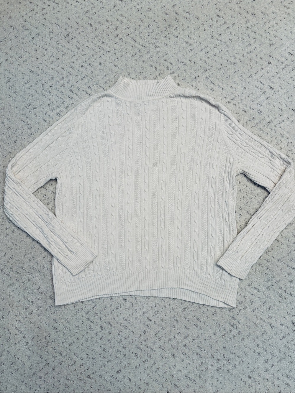 Studio Works Lightweight Cable Knit Sweater Size XL Off White Cotton Coastal